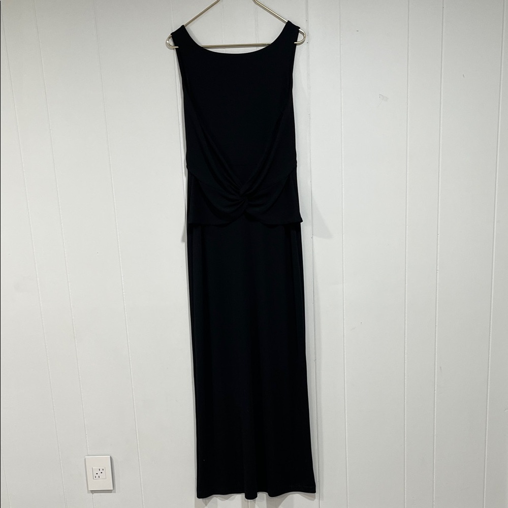Talbots Sleeveless‎ Black Maxi Dress Elegant Draped Fit Sz M